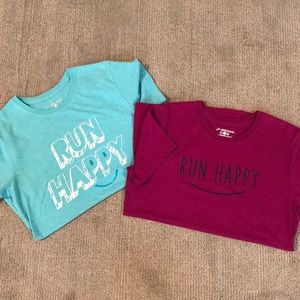 2 Women’s Brooks Running Run Happy Tees - Size Med